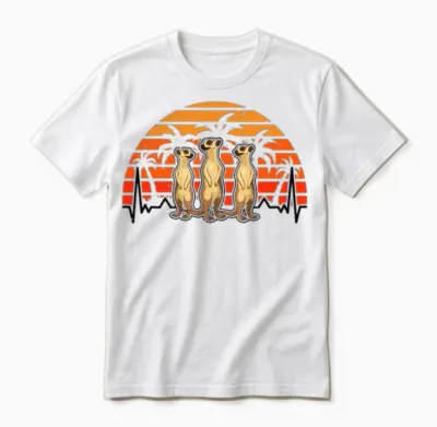 Meerkat Heartbeat Retro Unisex T-Shirt - White