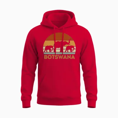 Botswana Elephant Retro Unisex Hoodie - Red