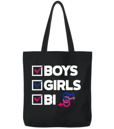Boys Girls Bi Funny Bisexual Bi Pride Gift Tote Bags - Black