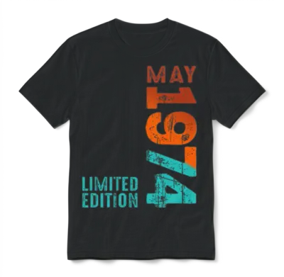 Since May 1974 Year 1974 Retro Vintage 1974 Unisex T-Shirt - Black