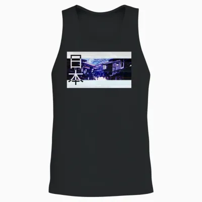Japan Retro Aesthetic Unisex Tank Top - Black