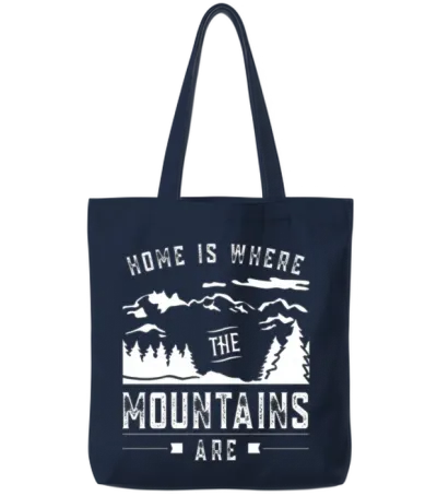 Home Is Where the Mountains Are Mountain Mountaine Tote Bags - Navy