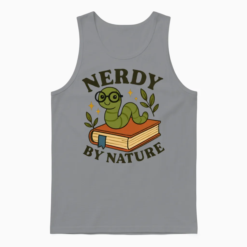 Nerdy by Nature β Funny Bookworm Unisex Tank Top in Sport Grey