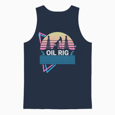 Oil Rig Retro Unisex Tank Top - Navy