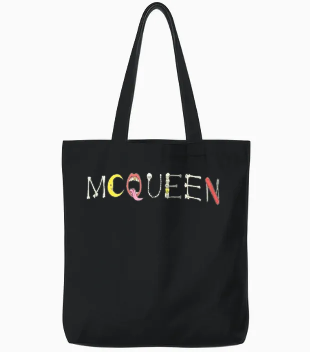 Alexander Mcqueen Logo Tote Bags in Black