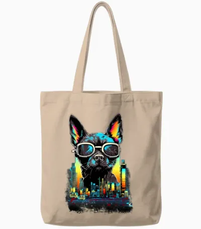 Cyberpunk Dog Tote Bags - Natural