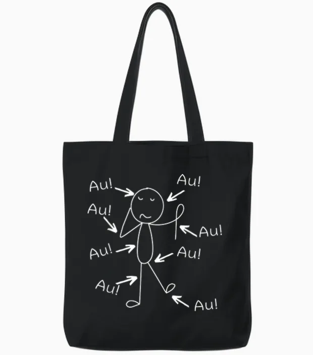 Funny Old Man Old Woman Aua Au Birthday T-Shirt, Black Tote Bags in Black