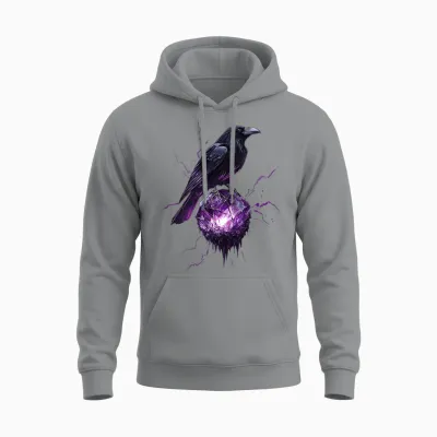 Mystischer Rabe Mit Lila Kristall Unisex Hoodie - Sport Grey