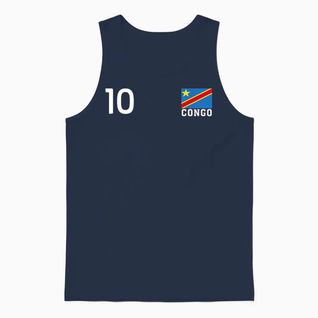 Drapeau National Congo Numéro 10 Country Pride Heritage Unisex Tank Top in Navy