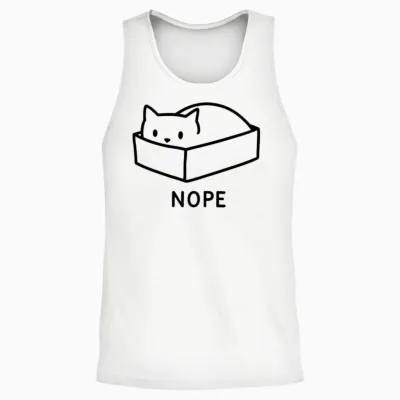 Nope Cat Unisex Tank Top - White