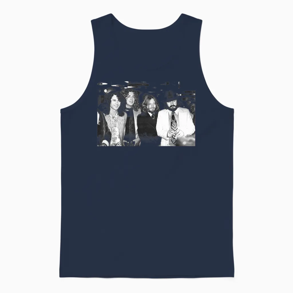 Jimmy Page Robert Plant Jp Jones & John Bonham Led Zeppelin T-Shirt, Black Unisex Tank Top in Navy