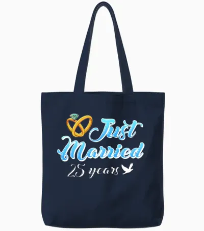 Married 25 Years 25th Wedding Anniversary Tote Bags - Navy