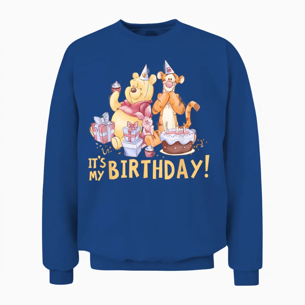 Disney Winnie the Pooh It's My Birthday Unisex Sweatshirt in Royal