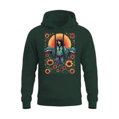 Groovy Vibes: Retro Style Unisex Hoodie - Forest
