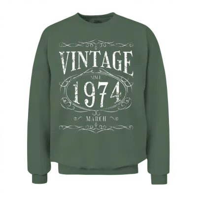 Vintage Since April 1974 - Birthday Present Unisex Sweatshirt - Military Green
