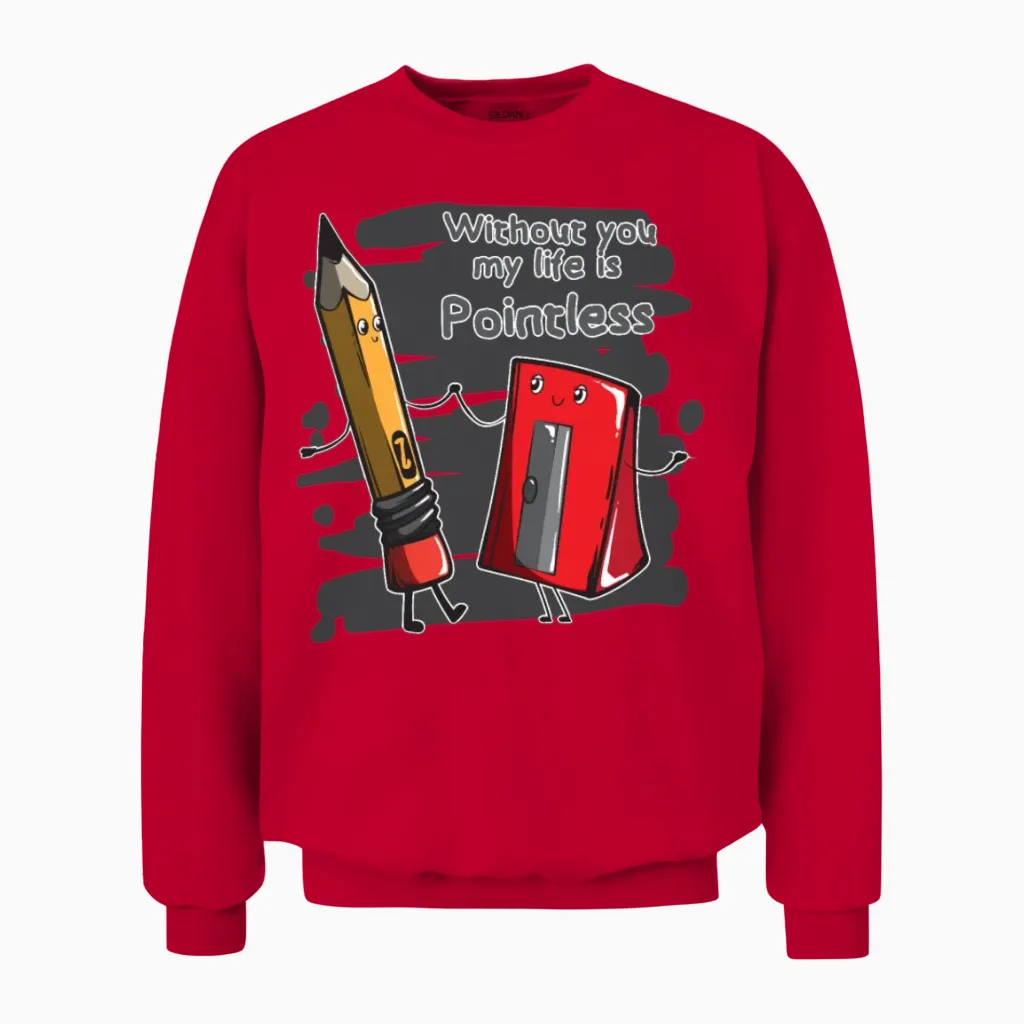 Womens Pencil Sharpener Pointless School Student Unisex Sweatshirt in Red