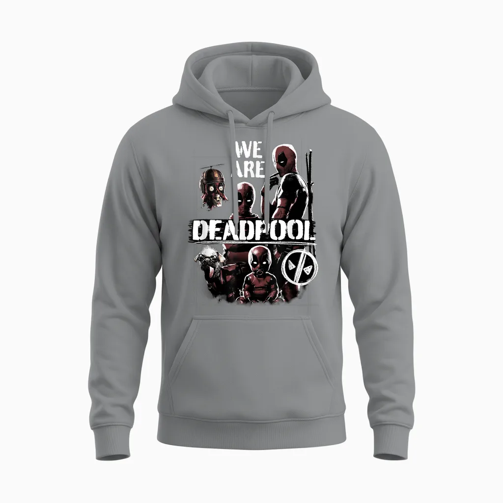 Marvel Deadpool & Wolverine We Are Deadpool Group Shot T-Shirt, Black, S Unisex Hoodie in Sport Grey