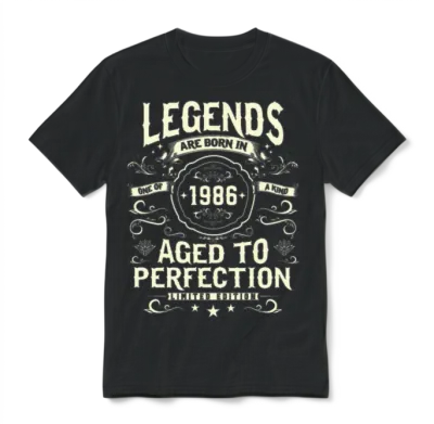 Retro '86: Timeless Birthday Gift Unisex T-Shirt - Black