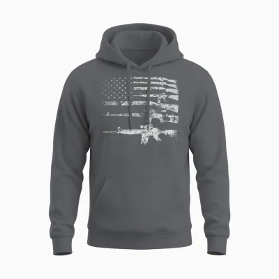 Gun for Men Women Machine Guns Usa Flag 2a Gifts Unisex Hoodie - Charcoal