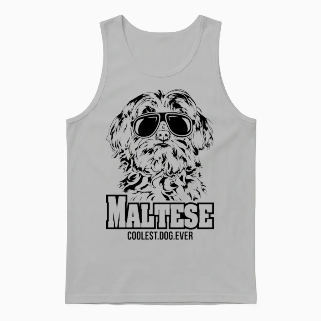 Maltese Dog Coolest Dog Ever Dog Mom Unisex Tank Top in Ash