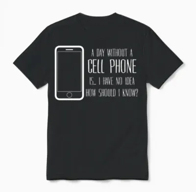 Cellphone Mobile Phone Telephone Unisex T-Shirt - Black