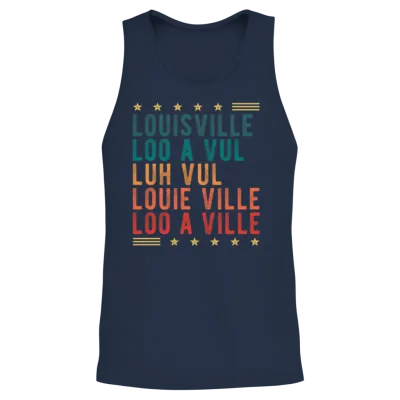 Retro Style Louisville Kentucky Skyline Unisex Tank Top - Navy