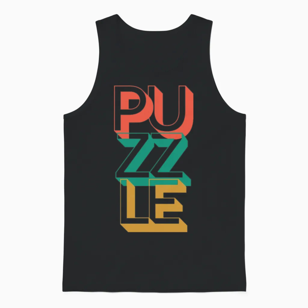 Retro Puzzle Unisex Tank Top in Black