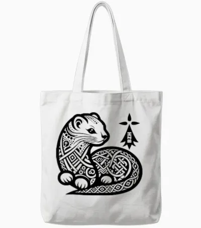 L'hermine Bretonne T-Shirt, Grey, S Tote Bags - White