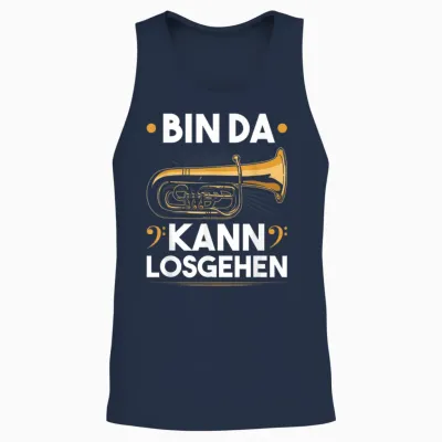 Bin Da Kann Losgehen, Funny Blow Music Bass Tubist B Tuba T-Shirt, Black, S Unisex Tank Top - Navy