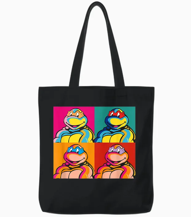Donatello, Michelangelo, Leonardo & Donatello - Pop Art Tote Bags in Black