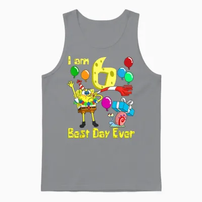 Mademark X Spongebob Squarepants - Spongebob I Am 6 Years Old Birthday Party Unisex Tank Top - Sport Grey