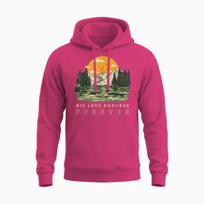 His Love Endures Forever Psaume 136 Verset Biblique Chrétien Unisex Hoodie - Heliconia