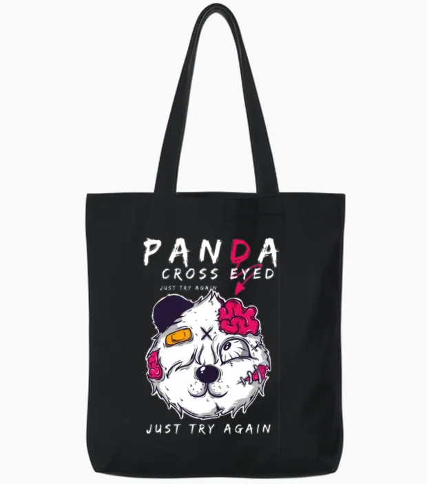 Panda for Black Tote Bags in Black