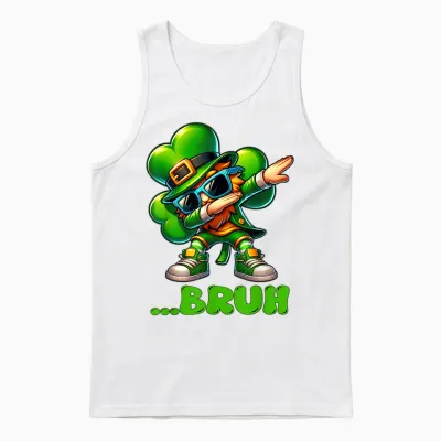 Bruh Dab Leprechaun Funny Kids Boys Mens St Patrick Day Unisex Tank Top - White