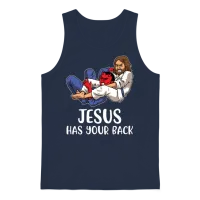 Jesus Has Your Back Bjj Funny Jiu Jitsu Unisex Tank Top - Navy – 1