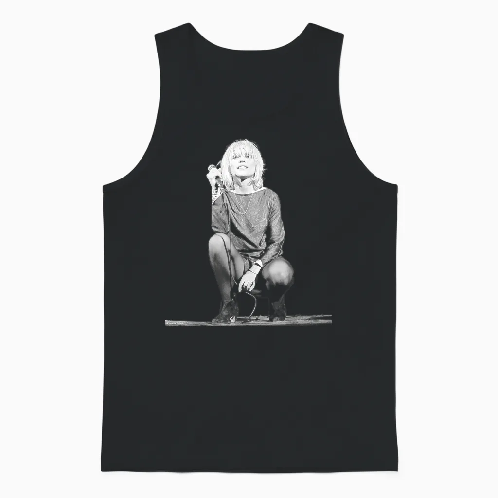 Debbie Harry Singer of Blondie on Stage by Virginia Turbett Unisex Tank Top in Black