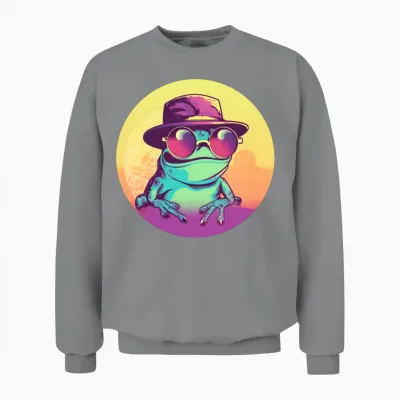 Retro Frog Lovers Design Unisex Sweatshirt - Sport Grey