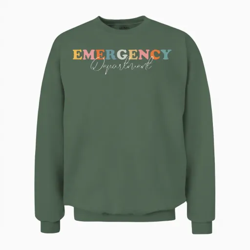 Groovy Proud Staff Emergency Department Emergency Unisex Sweatshirt in Military Green