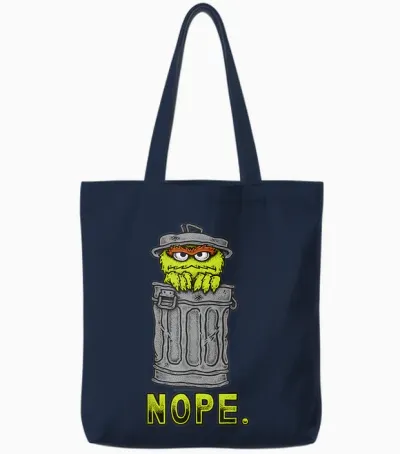 Sesame Street Oscar Nope, Sesamstrasse Tote Bags - Navy