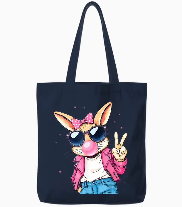 Cooles Hasi Bunny Kaninchen Osterhase Kinder Mädchen Ostern Tote Bags in Navy
