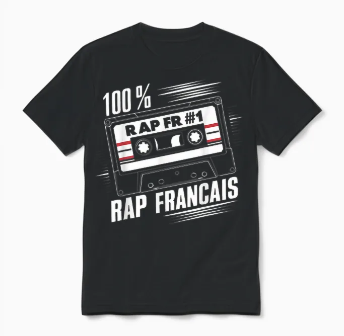 Rap French Rapper Hip-Hop Urban Style Paris Marseille Unisex T-Shirt in Black