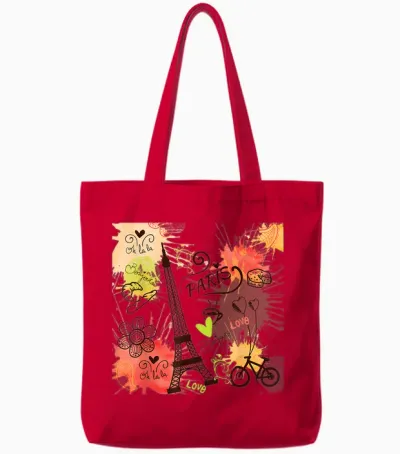 Paris Eiffel Tower France French Souvenir French Tote Bags - Red