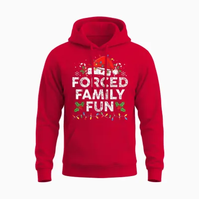 Funny Forced Family Christmas Shirt Funny Xmas Men Women Unisex Hoodie - Red