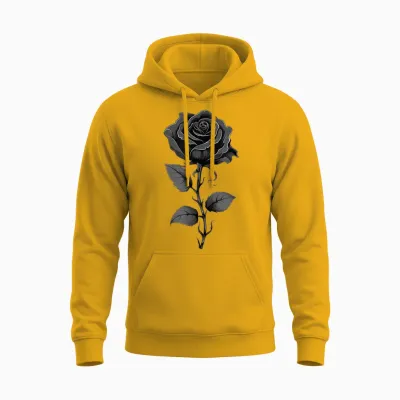199 Flowers Black Rose Graphic Unisex Hoodie - Gold