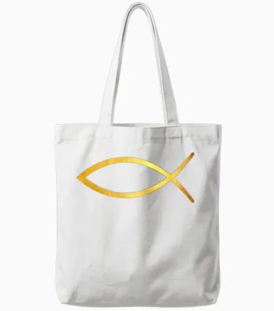 Ichthys / Ichthus / the Jesus Fish Tote Bags - White