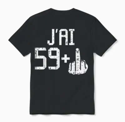 59+ Finger of Honour Birthday Funny 60th Birthday Gift T-Shirt, Black Unisex T-Shirt - Black