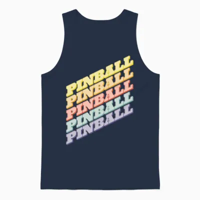 Pinball Retro Typography Dign Unisex Tank Top - Navy