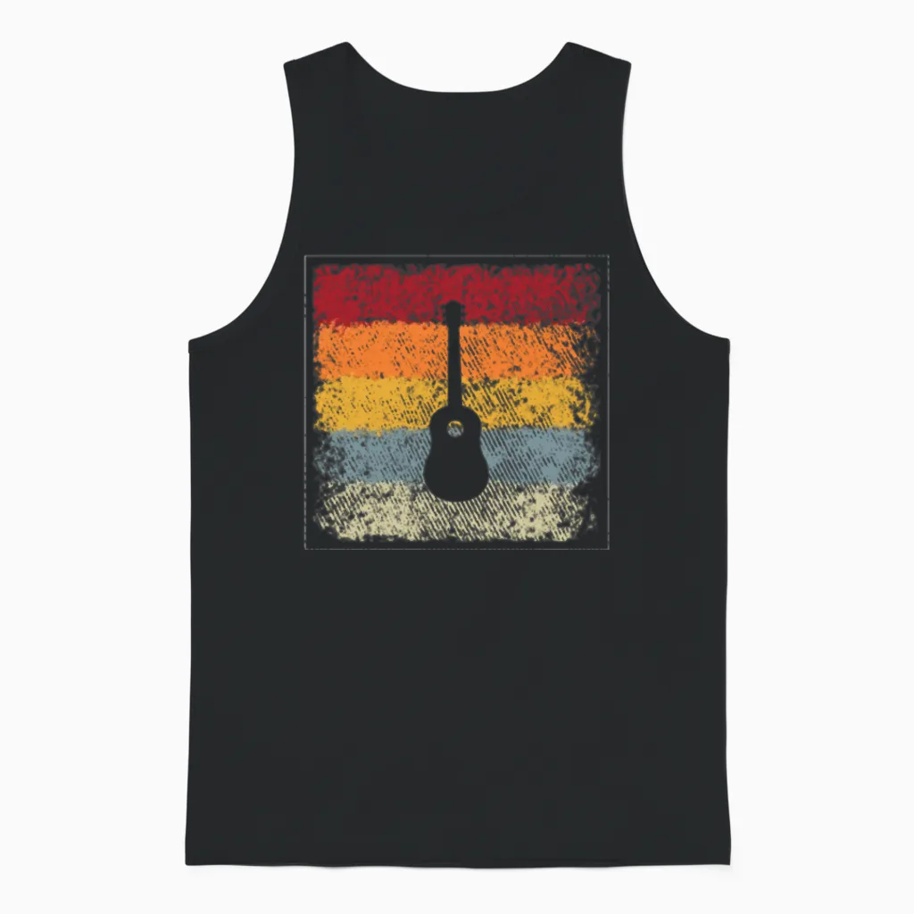 Guitar Retro Unisex Tank Top in Black