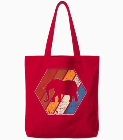 Elephant Retro Tote Bags - Red