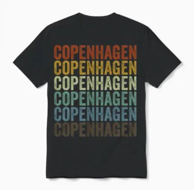 Copenhagen Denmark Retro Vintage Unisex T-Shirt - Black